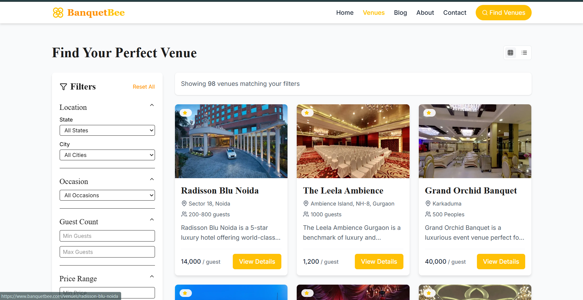 Banquet Bee website preview