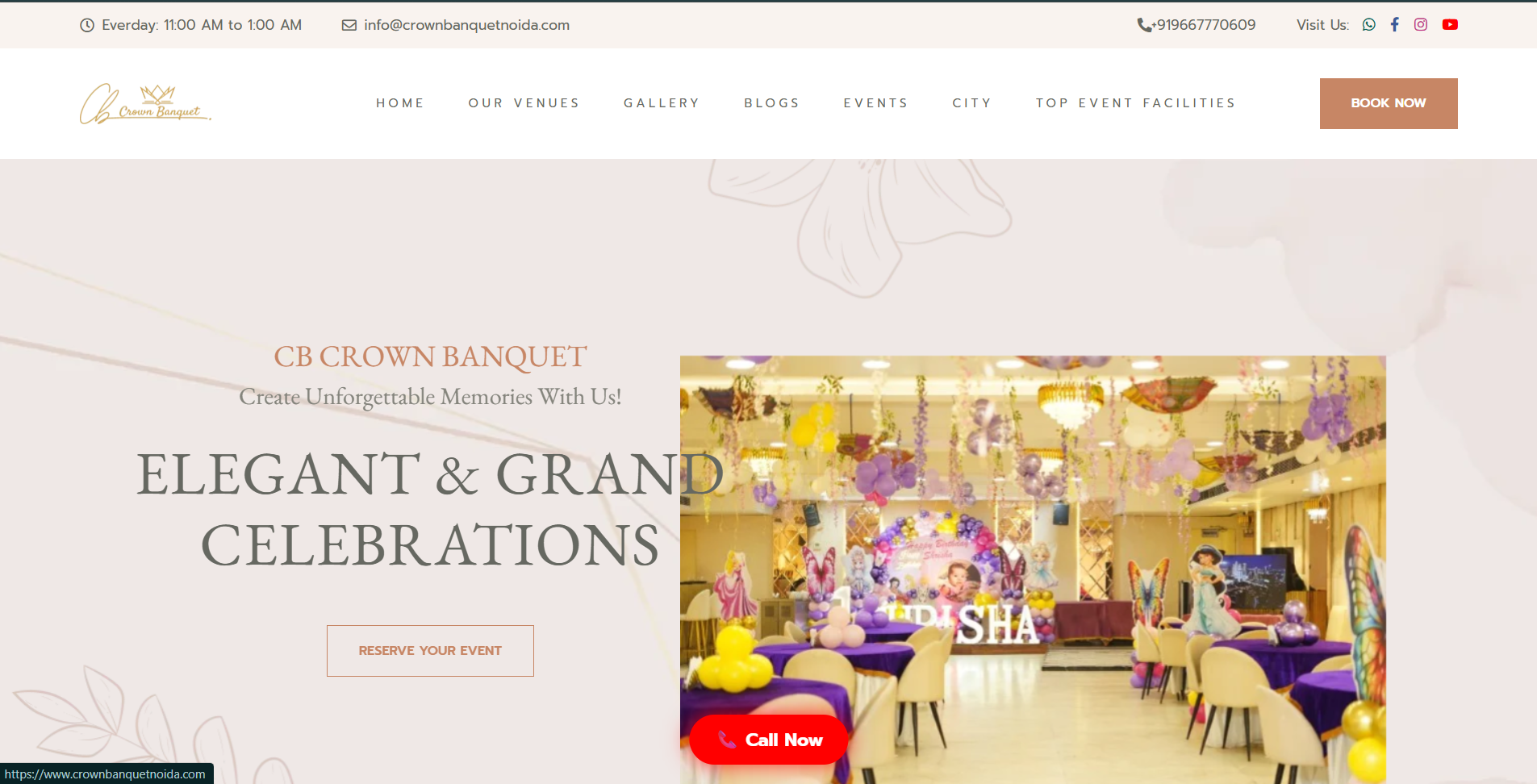 CB Crown Banquet website preview
