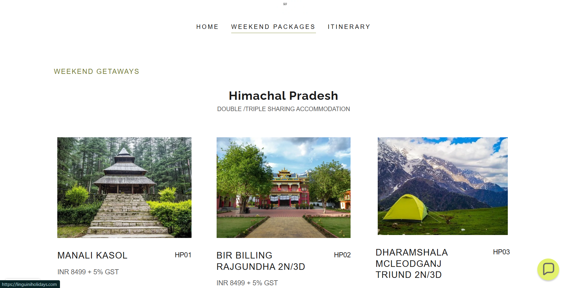 Linguini Holidays website preview