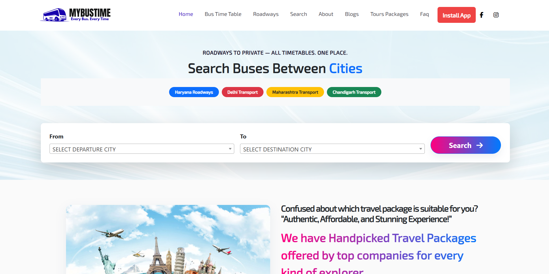 My Bus Time website preview