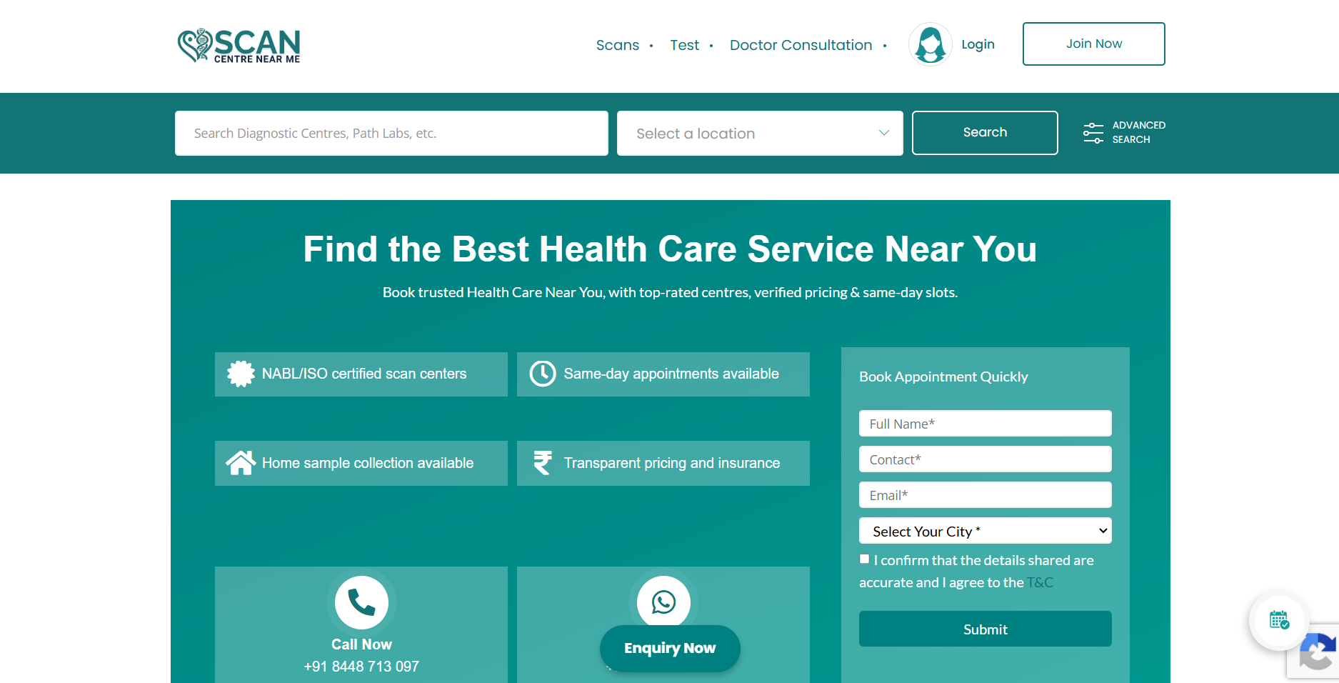 Scan Center website preview