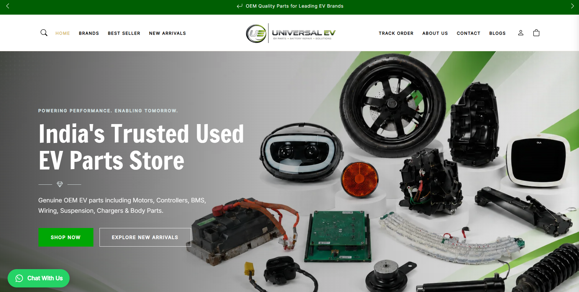 Universal EV website preview